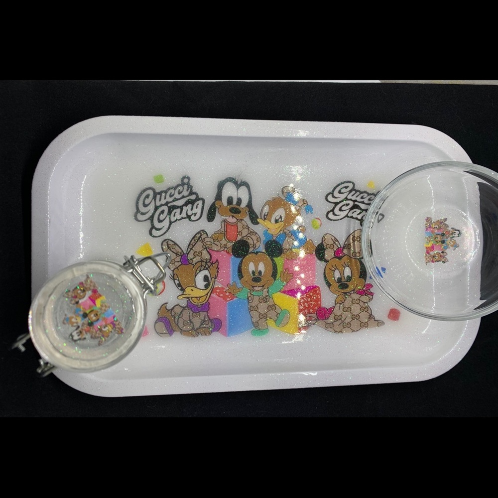GG Minnie Donald Mickey cartoon rolling tray set